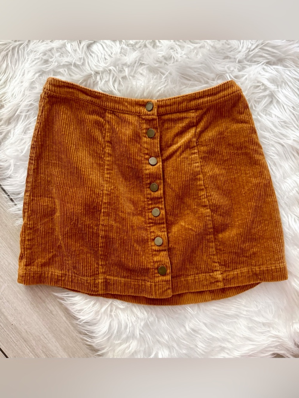 Forever 21 Burnt Orange Corduroy Button Mini Skirt